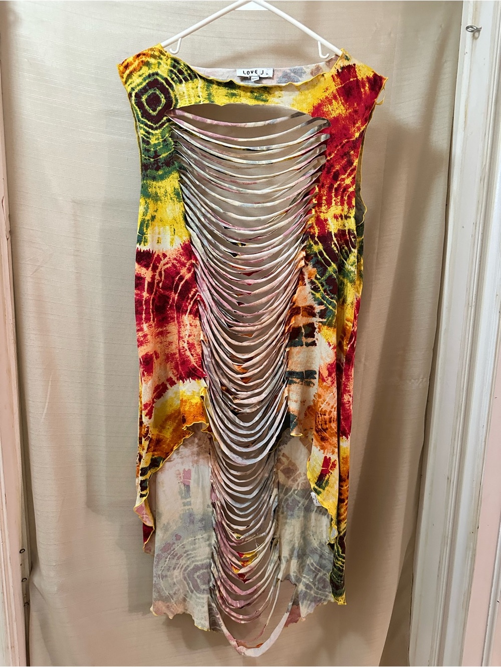 Love J Open Front Open Back Festival Top Boho Tie Dye Layering XL Shirt